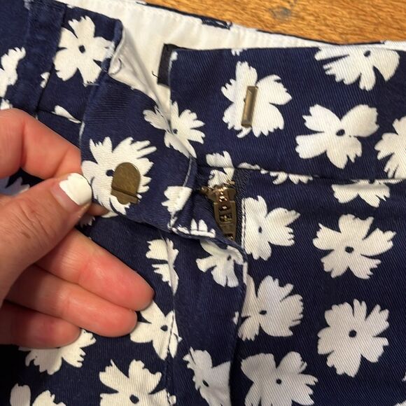 J. Crew Blue and White Bermuda Shorts Floral Design - Picture 9 of 11